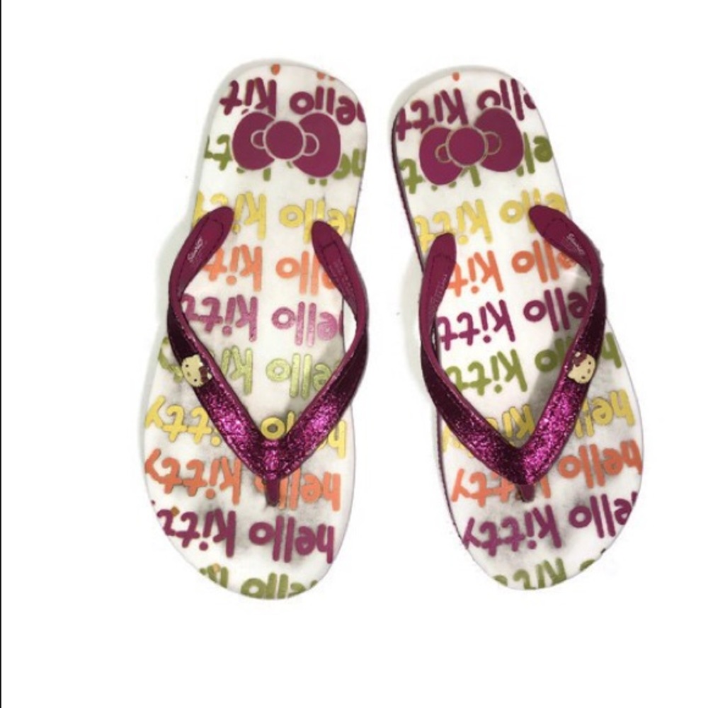 Sanrio Hello Kitty Flip Flops Glitter Pink Med 7-8